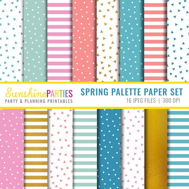 Spring digital paper set