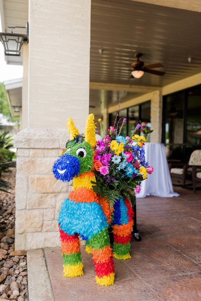 Colorful Fiesta Theme Quinceanera Pinata Flower Holder Decoration