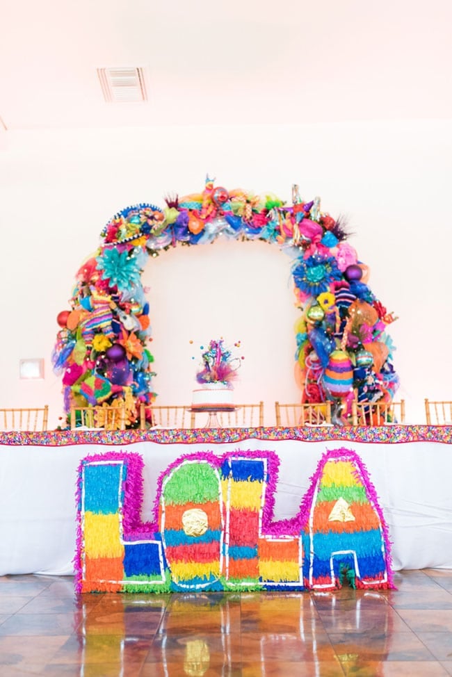 Colorful Fiesta Theme Quinceanera Party Table