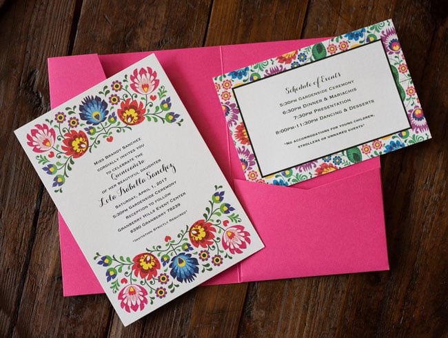 Colorful Fiesta Theme Quinceanera Invitation