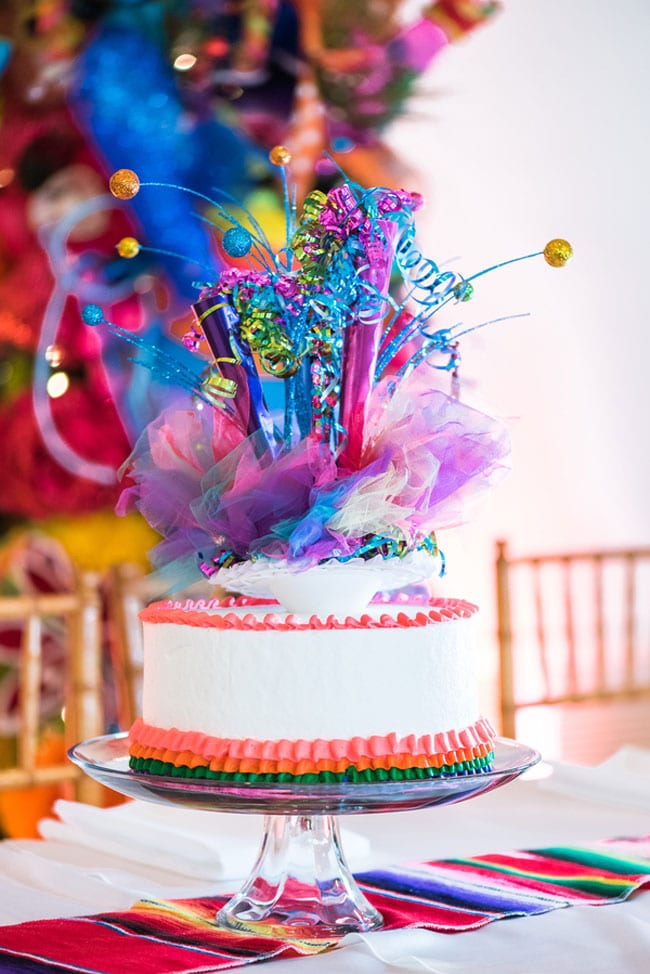 Colorful Fiesta Theme Quinceanera Cake Centerpiece