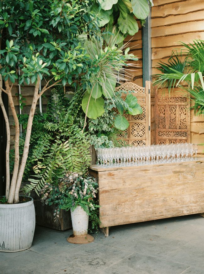 Greenhouse Baby Shower and Gender Reveal Toasting Station