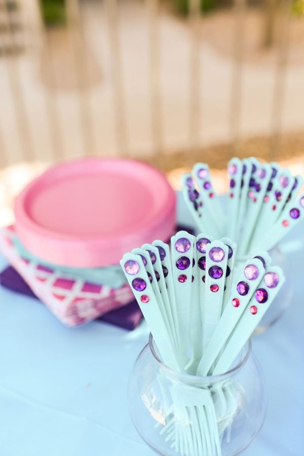 DIY Jeweled Utensils for Shimmer and Shine Party