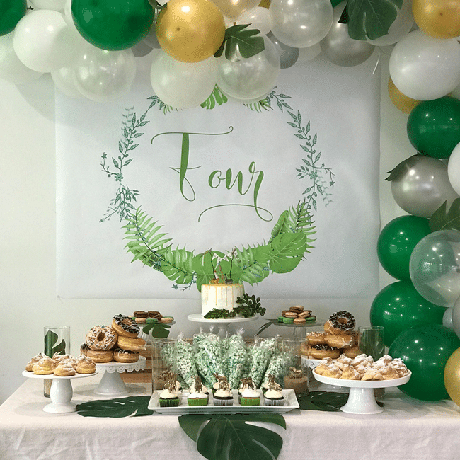 Modern Jungle Theme Party Dessert Table