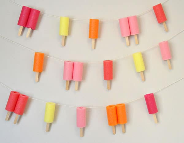 DIY Pool Noodle Popsicle Garland - Pool Party Ideas
