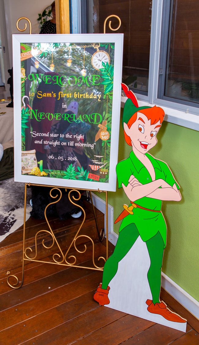 Peter Pan in Neverland First Birthday Party Welcome Sign