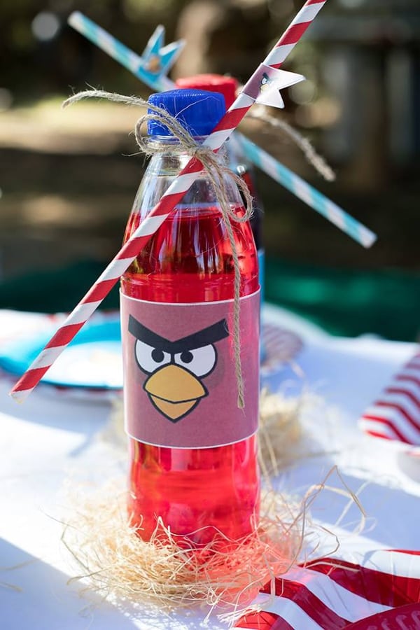 Angry Birds Birthday Party Drink Labels