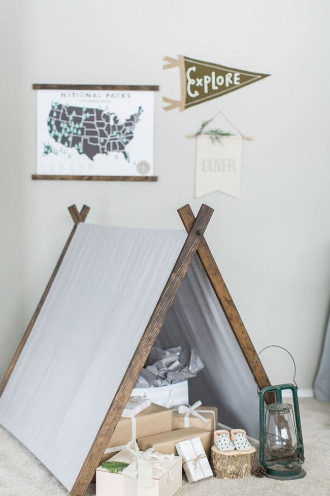 National Park Baby Shower Presents Under Tee Pee
