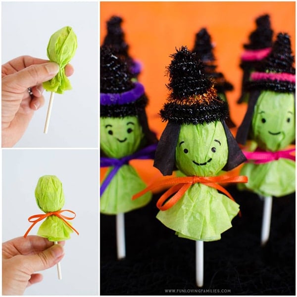 DIY Lollipop Witches For Halloween
