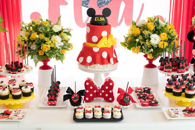 Minnie Mouse Birthday Party Dessert Table