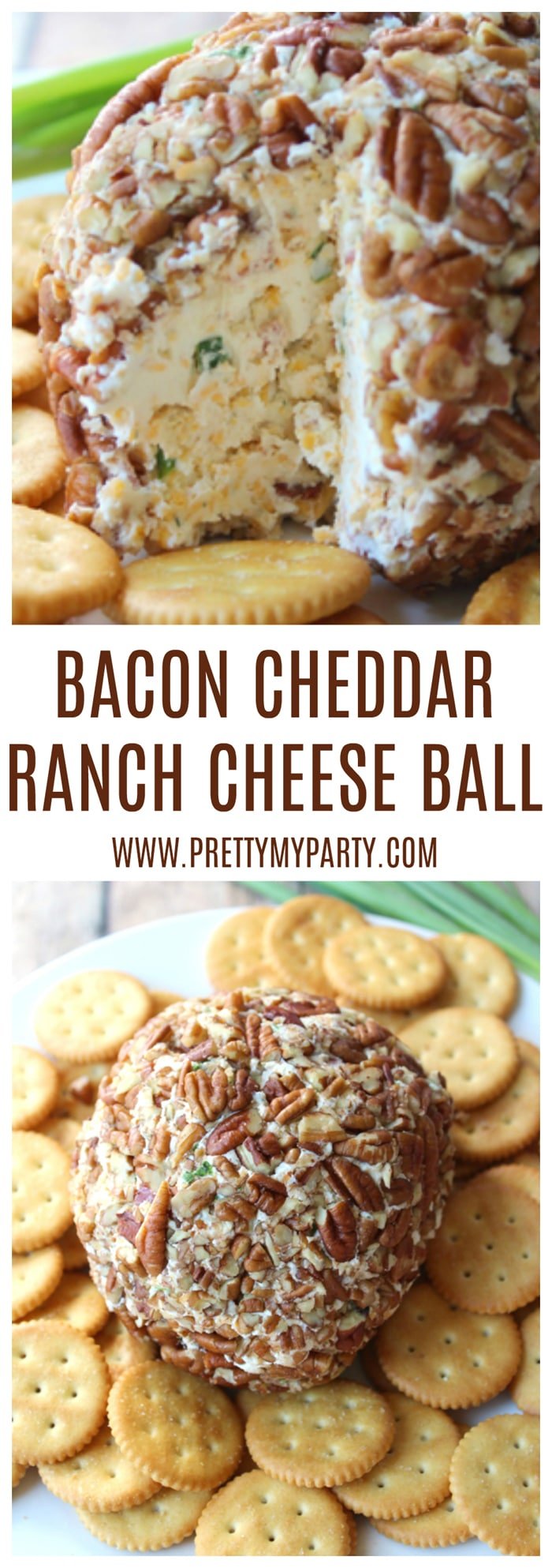 Bacon Cheddar Ranch Cheese Ball Recipe on Pretty My Party
