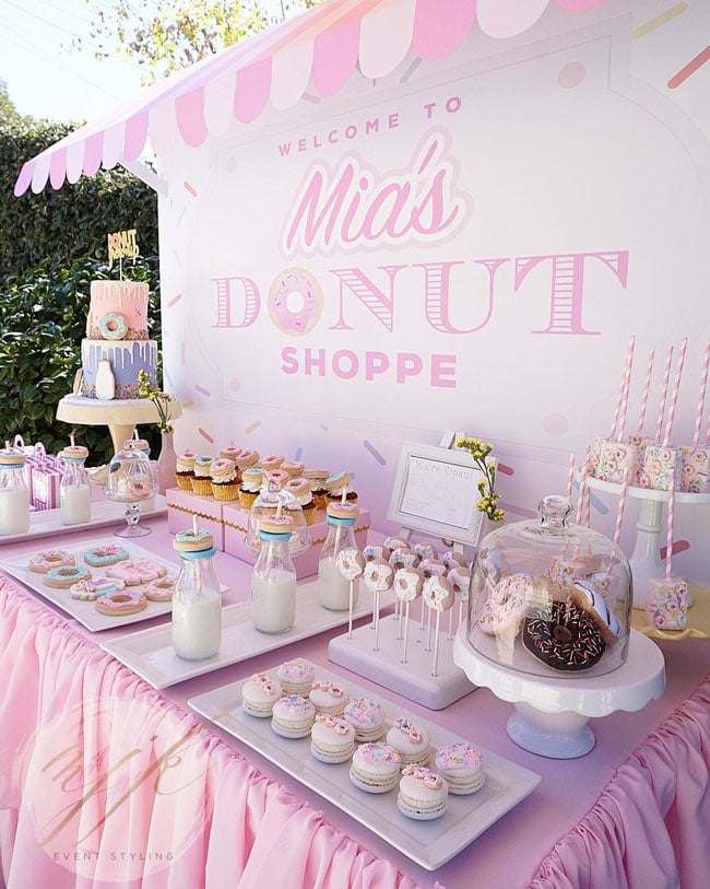 Donut Party Dessert Table on Pretty My Party