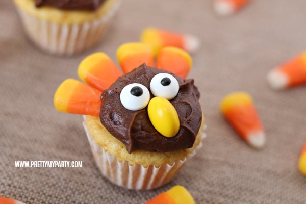 Easy Turkey Cupcakes on Pretty My Party