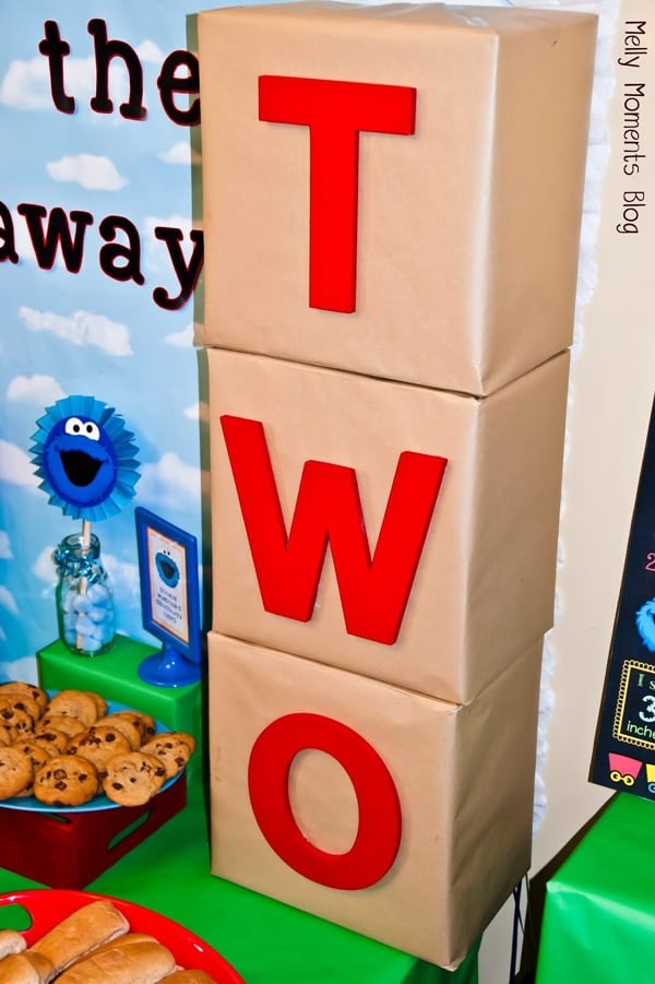 DIY Number Box Party Decoration - Elmo Party Ideas
