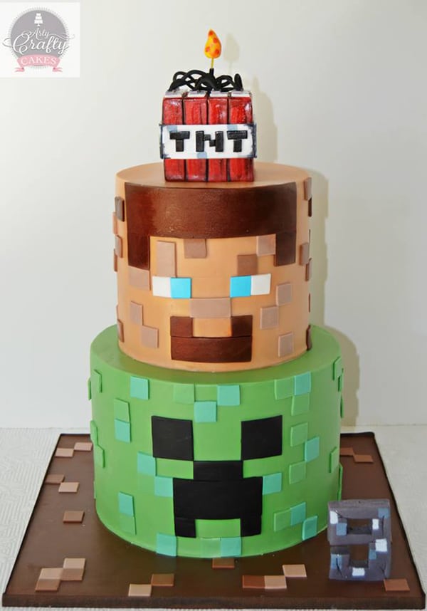 Minecraft Birthday Party : TNT Sparkler Cake