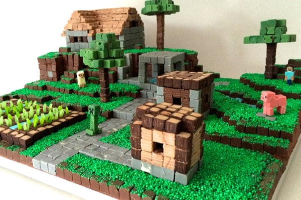 Amazing Minecraft Village Cake