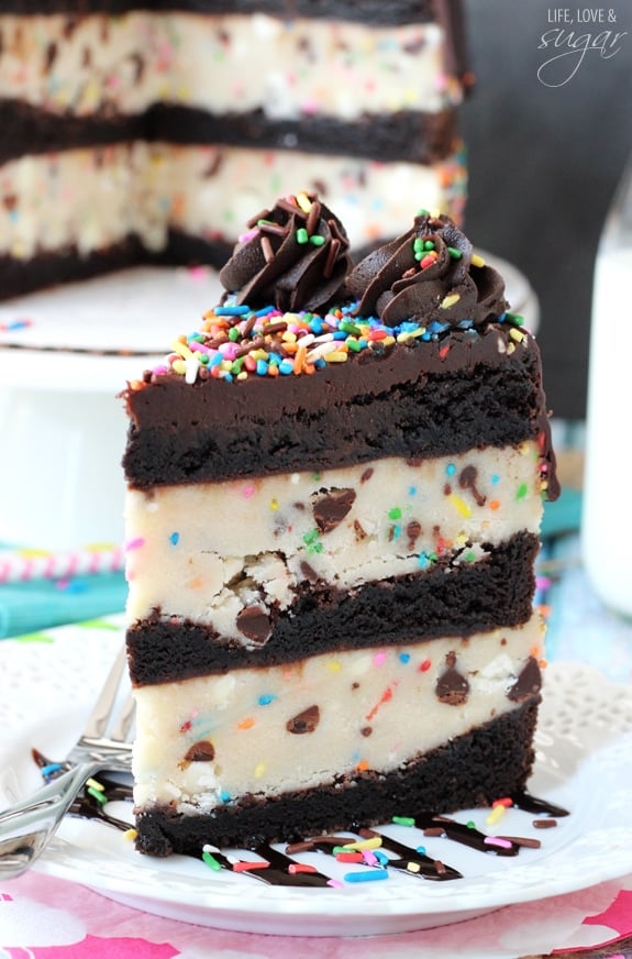 Funfetti Cake Batter Cookie Dough Brownie Layer Cake - Best Birthday Cake Recipe Ideas