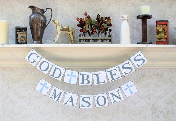 God Bless Banner - Christening Party Ideas