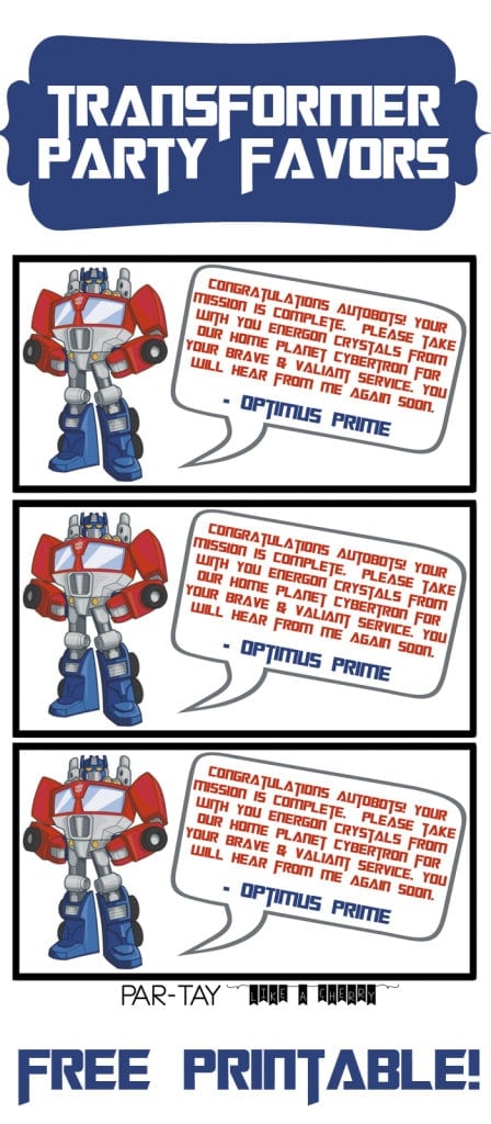 Free Transformers Favors Tags - Transformers Party Ideas