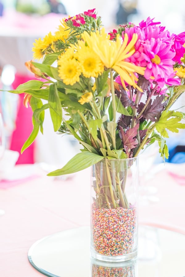 Baby Sprinkle Flower Table Centerpiece on Pretty My Party