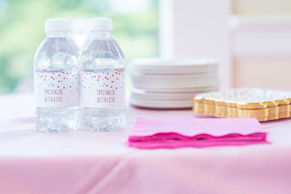 Baby Sprinkle Sprinkle With Love Water Bottle Labels on Pretty My Party