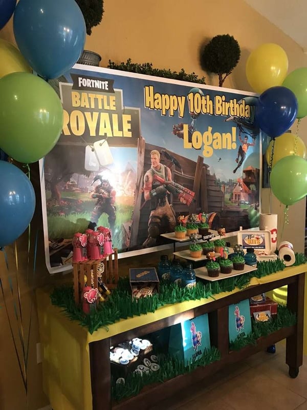 Fortnite Party Dessert Table and Backdrop