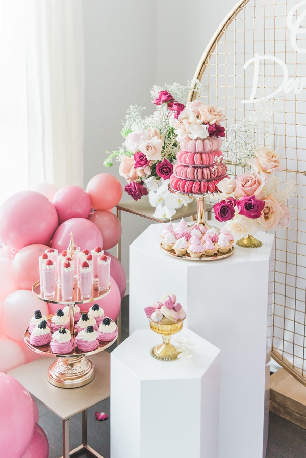 Pretty Pink and Gold 1st Birthday Party Desserts on Pretty My Party