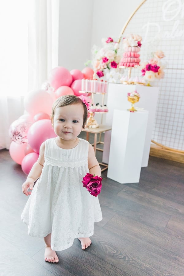 Pretty Pink and Gold 1st Birthday Party on Pretty My Party
