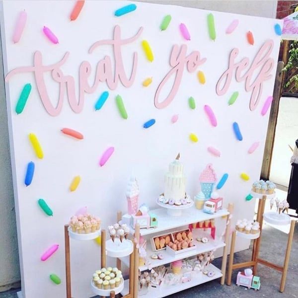 Sprinkle Themed Dessert Table and Backdrop - Best Baby Sprinkle Ideas