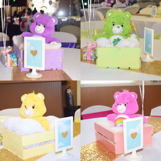 Care Bear Birthday or Baby Shower Theme Centerpiece Classic Colors  Decoration SET OF 7