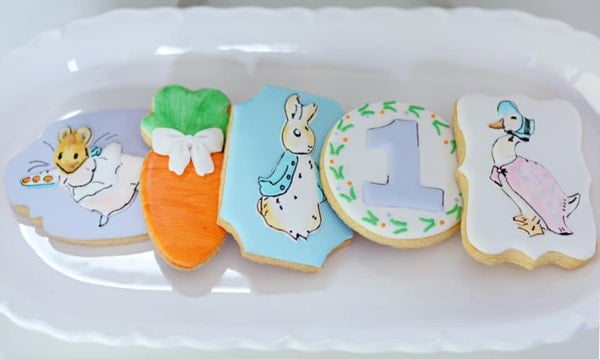 Peter Rabbit Birthday Cookies on Pretty My Party