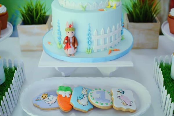 Peter Rabbit Birthday Cake and Cookies on Pretty My Party