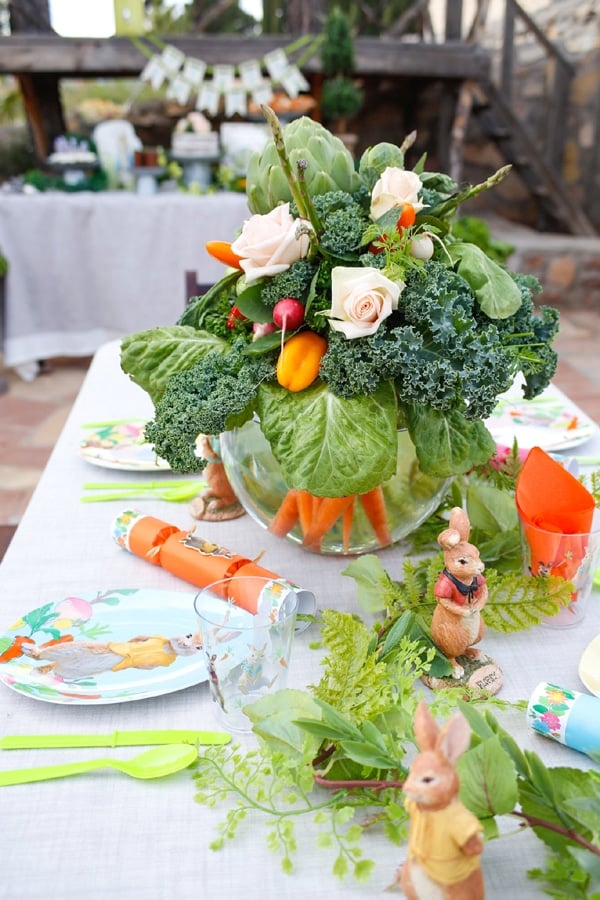 Peter Rabbit Party Table and Centerpiece - Peter Rabbit Birthday Party Ideas