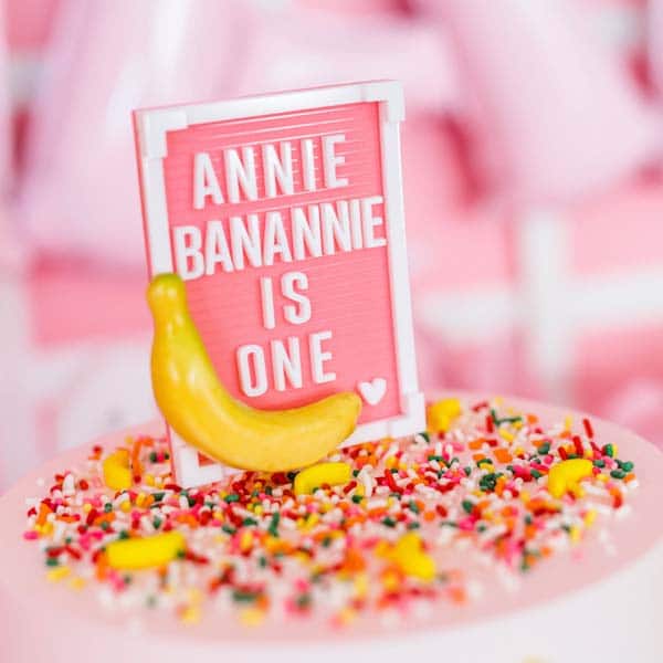Custom Annie Banannie Letterboard Cake Topper
