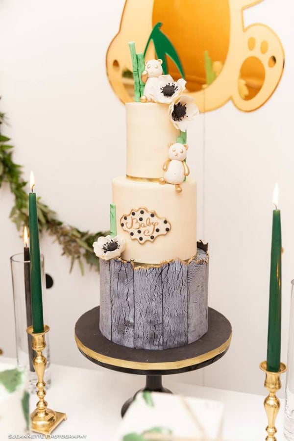 Gold Panda Baby Shower Cake