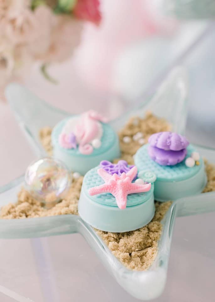 Mermaid Birthday Party Chocolate Covered Oreos in a Starfish Serving Dish