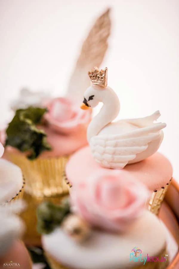 Swan Birthday Cupcakes