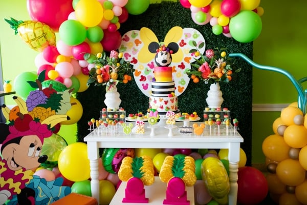 Tutti Frutti Minnie Mouse Party Dessert Table on Pretty My Party