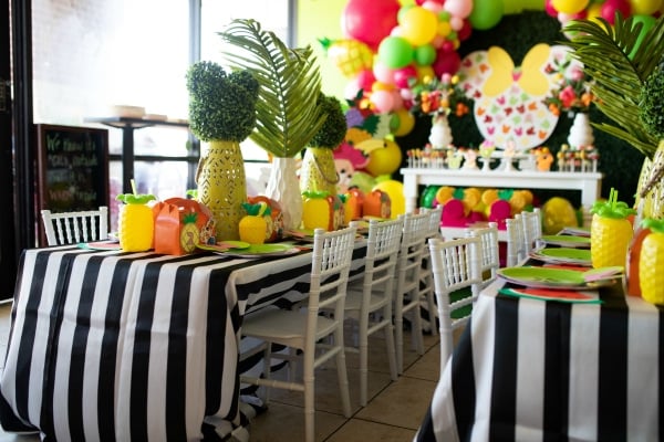 Tutti Frutti Minnie Mouse Party Tables on Pretty My Party