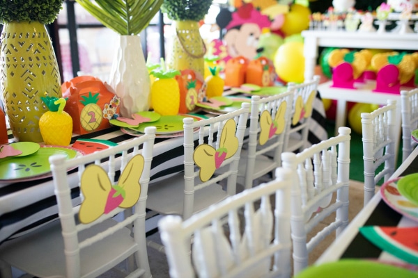 Tutti Frutti Minnie Mouse Party Tables on Pretty My Party