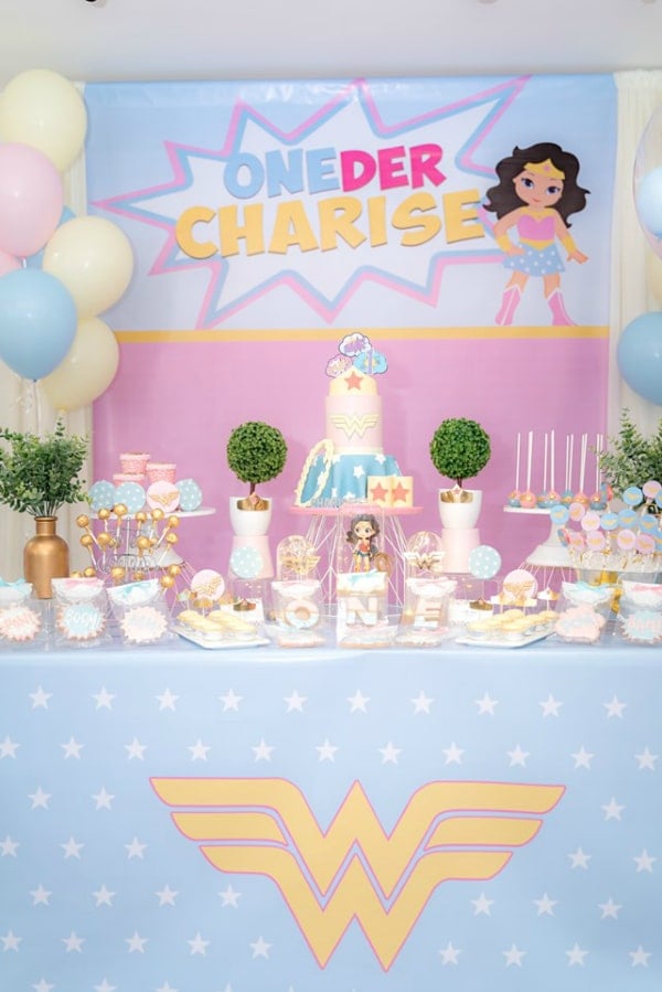 Pastel Wonder Woman Party on Pretty My Party