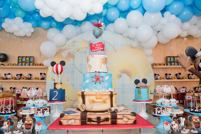 Aviator Mickey Mouse Birthday Cake and Desserts