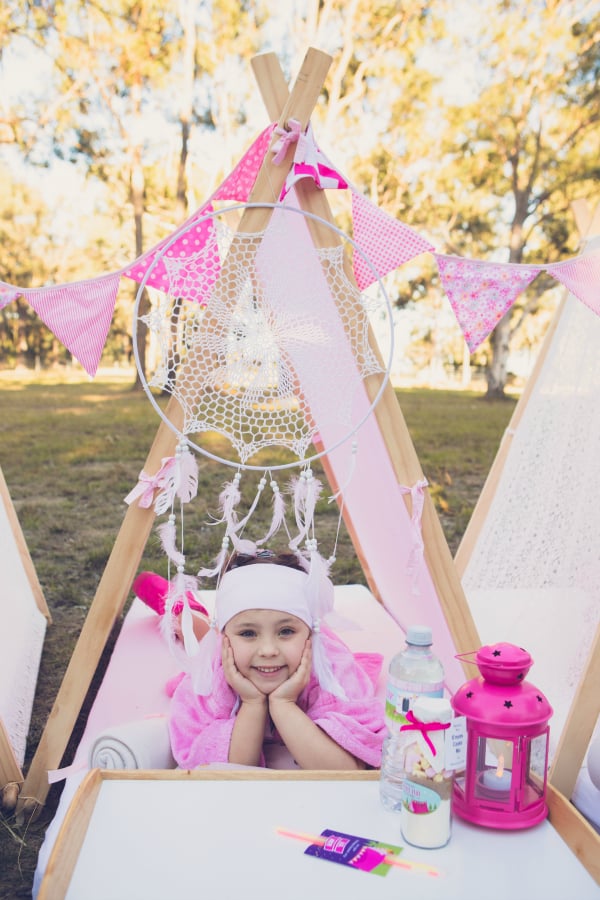 Pink Glamping Party Tee Pee Tent