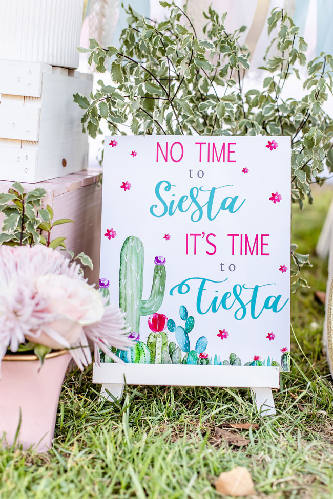 Fiesta Party Sign For Cactus Themed Party