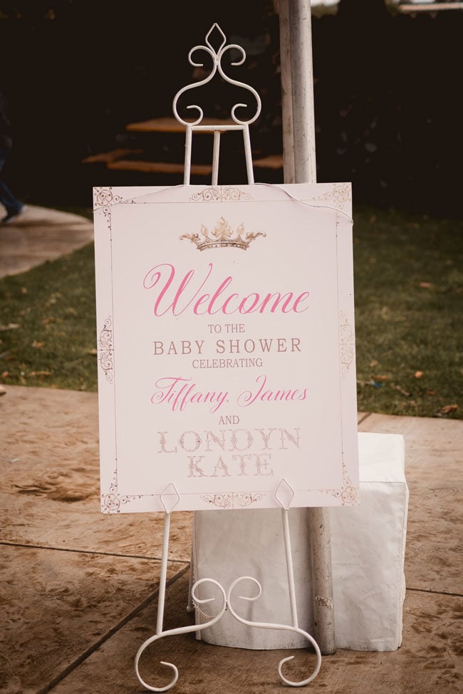 Pink and Gold Princess Baby Shower Welcome Sign