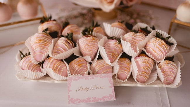 Pink and Gold Princess Baby Shower Food