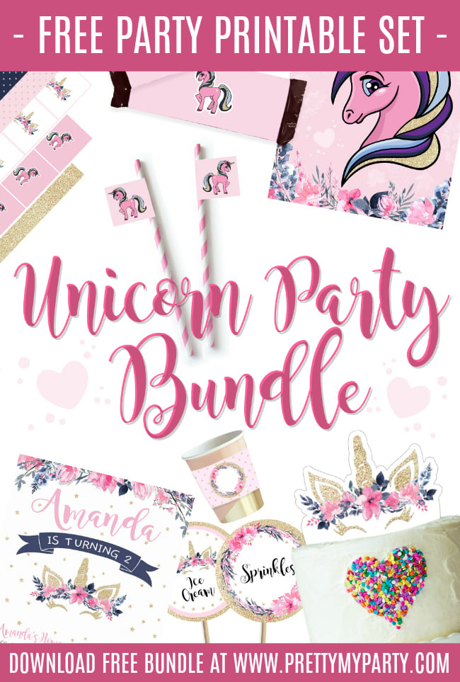 Free Unicorn Party Printable Set - 14 FREE Party Printables - Pretty My Party