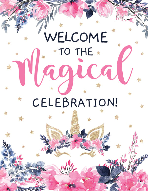 FREE Unicorn Party Welcome Sign from Pretty My Party