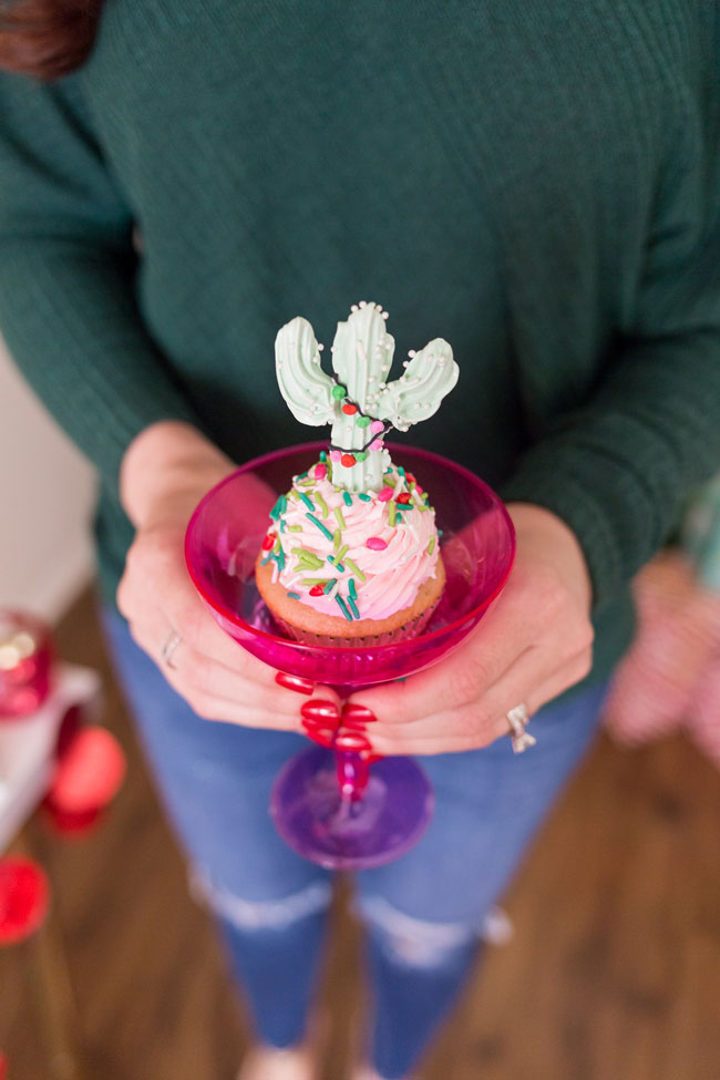 Cactus Cupcake in a Margarita Glass