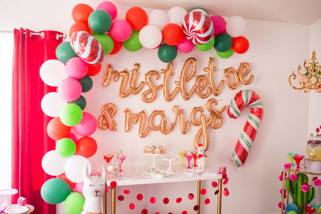 Mistletoe and Margaritas Balloon Backdrop